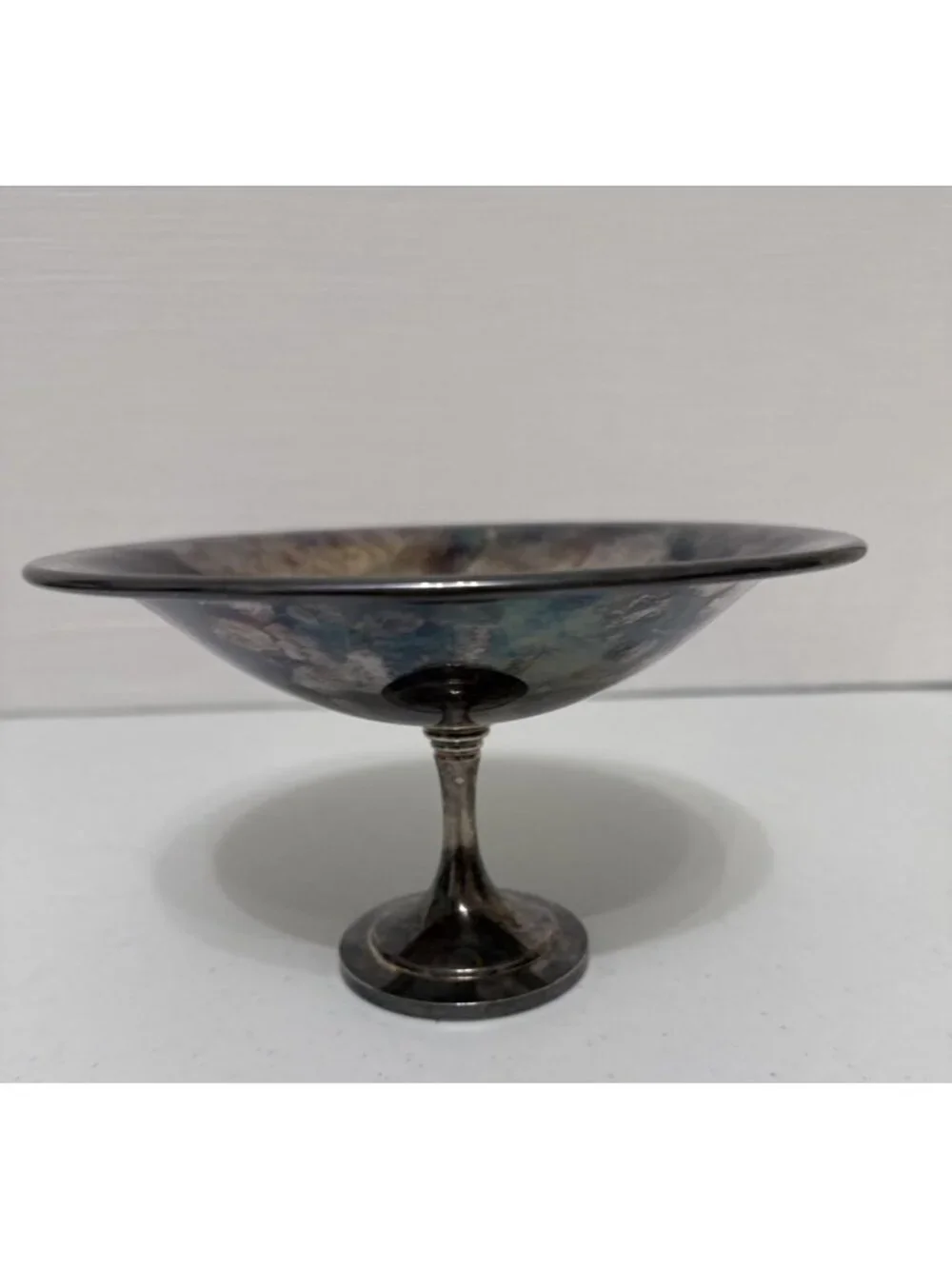 Vtg Oneida Silverplate Pedestal Compote Candy Nut Dish USA Holiday Collectible